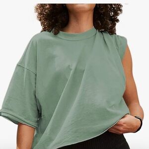 🆕 Elgogy oversized Relaxed Fit Short Sleeve Tee - olive size XL 10th is color